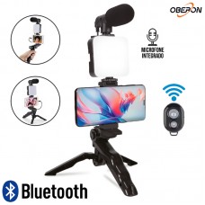 Kit Youtuber Tripé Suporte Led E Mic Bluetooth OR-PL04 Oberon